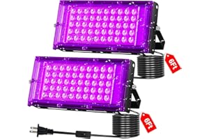 TIGQIANG 50W LED Black Light IP66 Waterproof,Outdoor Blacklight Flood Light with Plug+Switch+Cord, for Halloween Neon Glow in The Dark Party Body Paint Fluorescent Poster Classroom Club Dance Party, 2 Pack