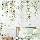 decalmile Green Vine Plants Leaves Birds Sofa TV Wall Decals Stickers | Peel and Stick Decals for Walls, DIY Wall Art Stickers, Removable &amp; Wall-Safe, Vibrant Colors Wall Decor
