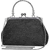 Vintage Embroidery Lace Floral Clutch Purse for Women Formal Evening Bag Kiss Lock Handbag Wedding Cocktail Party Purse | Vintage, Embroidery, Lace, Floral, Formal, Kiss Lock