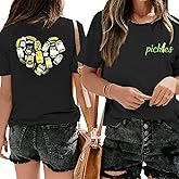 Pairxily Pickle Shirt Funny Pickles Jar Shirts for Women Graphic Vintage Tees Pickling Cucumbers Novelty Short Sleeve Gifts