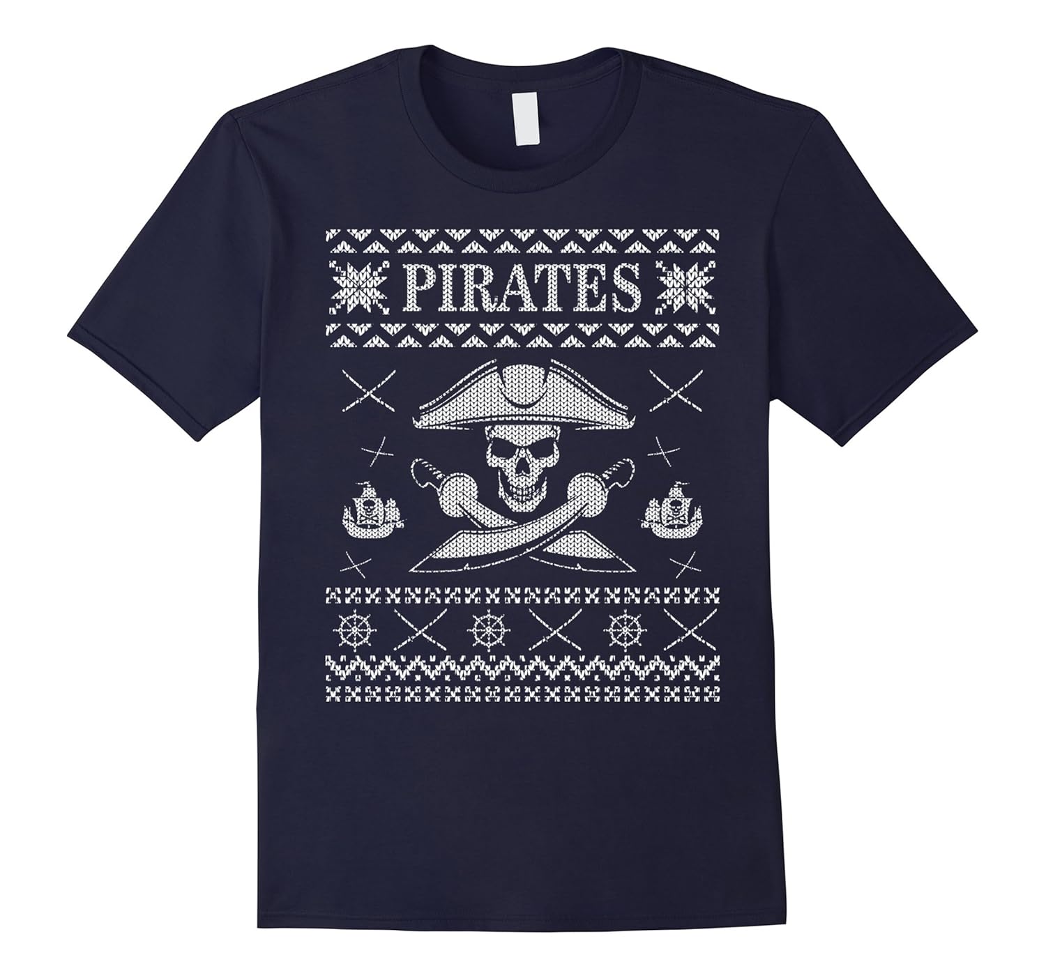 Pirates Themed Ugly Christmas Sweater Style T-Shirt-ANZ