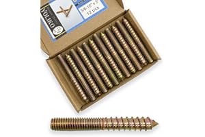 Yoliko 12 Pack 3/8-16 x 3 Inch Hanger Bolts 3/8-16" Double Headed Bolts 3/8 Wood Dowel Screw Self-Tapping Screw Hanger Bolts for Furniture Double Head Threaded Rods Bolt 75mm Length