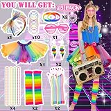 Ronilp 80s Fancy Dress Kit Rainbow Tutu Leg Warmers Necklace Glasses view 2
