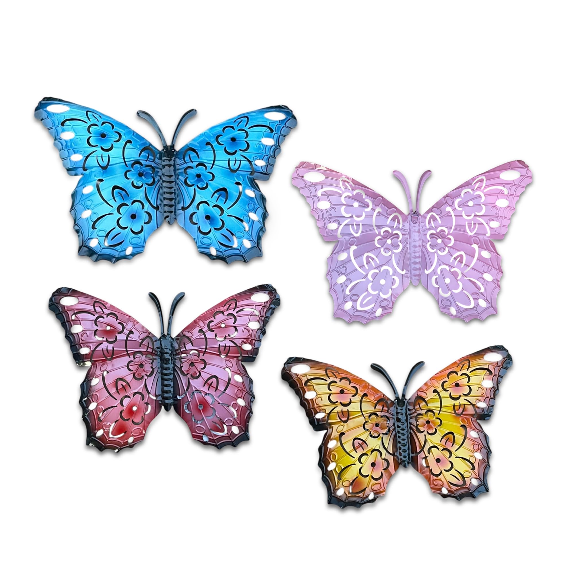 PEBBLE HUG Large Garden Metal Butterfly, Wall Art, Metal Wall Sculptures For Home, Lightweight And Portable, Indoor And Outdoor Use, Elegant Design, Easy To Hang