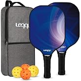 Leqqu Pickleball Paddles Set of 2 Fiberglass Honeycomb Core Control Spin | Durable Polymer Pickle Ball Rackets, Soft Overgrip fit for outdoor indoor court, Fashion Surface Design for Men Women Kid