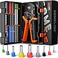 SOMELINE® Ferrule Crimping Tool Kit,Self-Adjusting Pliers for wire ferrules AWG 24-8, With 9 Sizes Insulated Wire Ferrules Terminals,Square Crimp Connector Assortment Kit (GX9-4)