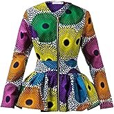 SHENBOLEN Women African Print Shirt Ankara Long Sleeves Top