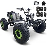 Zyliathor 212cc Gas Powered Off-Road Go Kart For Adults &amp; Teens (Black) | Electric Start, Reverse Gear, CVT Automatic, LED Headlight, AT19x7-8 Tires, 8-Inch Wheels