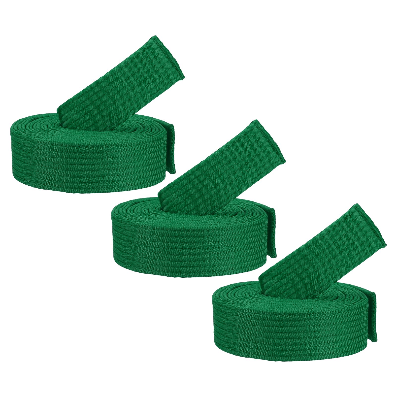 PATIKIL Taekwondo Colored Ranking Belts, 3 Pack 1.6" x7.2FT Polyester Martial Arts Colored Ranking Belt for Coach Teaching Practice, Green