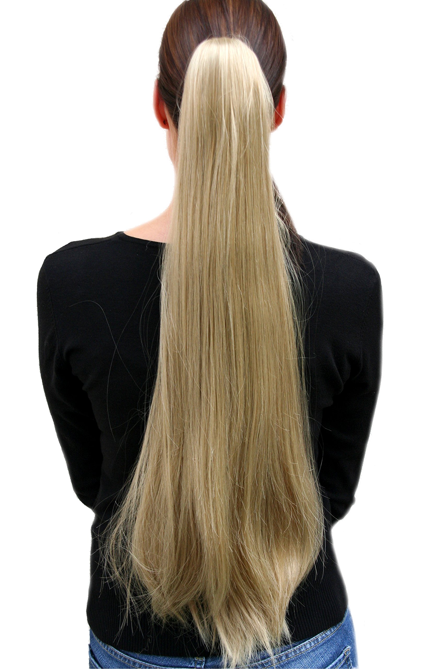 Hairpiece PONYTAIL very long straight medium BLOND (T113 Colour 24) Butterfly Clamp Clip-On Extension