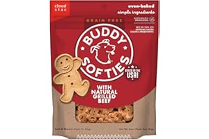 BUDDY BISCUITS Buddy Biscuit Softies 5 oz Pouch, Grain-Free Soft & Chewy, Natural Grilled Beef Flavor Dog Treats, Oven Baked in the USA