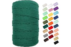 BYWORLD 3mm Cotton Rope, 220 Yards(200m) Twine String, 100% Natural Cotton Colored Macrame Rope for Plant Hangers, Wall Hanging, Christmas or Wedding Decorative(Dark Green)