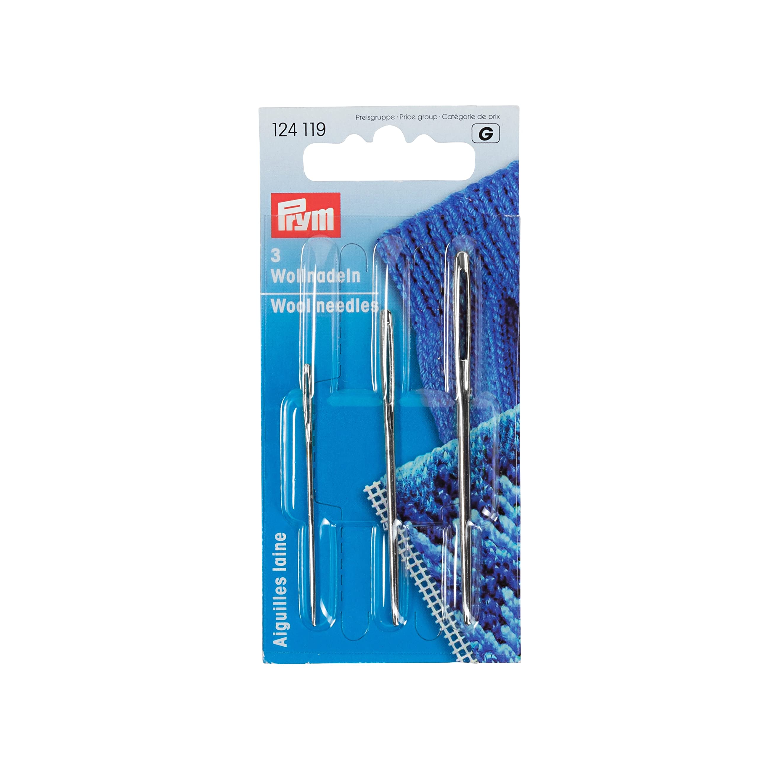 Prym Wool and Tapestry Needles with Gold Eye No. 1 & 3, Metal, Silver, 4.5 x 2 x 0.2 cm