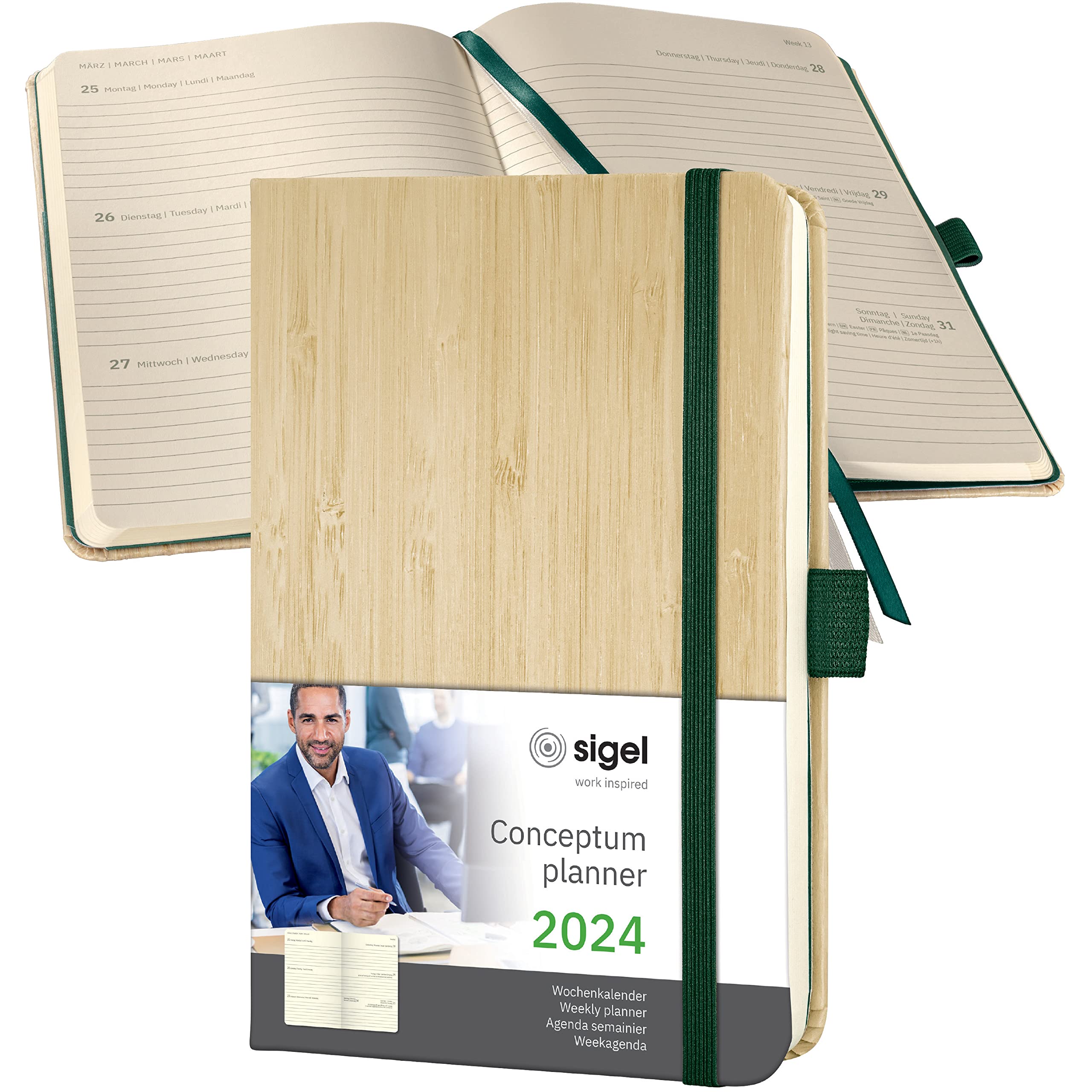 SIGEL C2475 Conceptum Weekly planner 2024, approx. A6, Beige, hardcover, 2 pages equal to 1 week, 176 pages