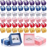 Bucherry 72 Pcs Ring Boxes 1.6 x 1.6 In Hard Cardboard Jewelry Box with Ribbon Bow Small Jewelry Gift Cases for Small Business(Modern Color)