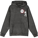 Bioworld Demon Slayer Tanjiro Character Art Men’s Charcoal Mineral Wash Long Sleeve Hooded Sweatshirt