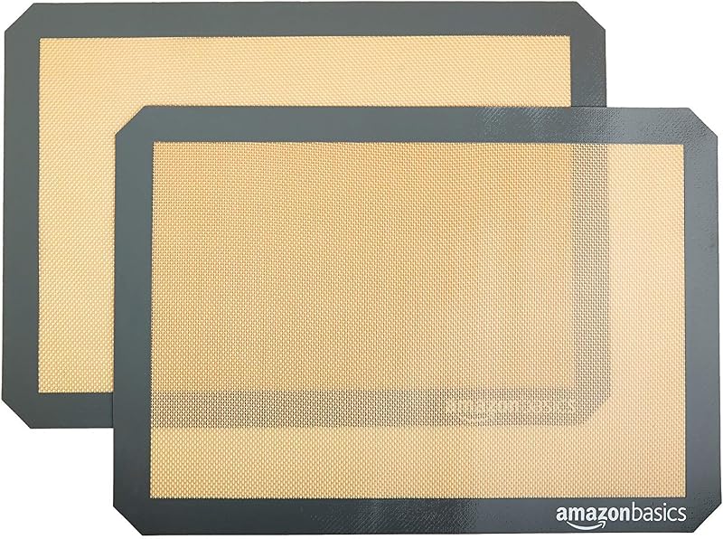 Amazon Basics Rectangular Silicone Baking Mat, 2 Pack, 42 x 29.5 cm