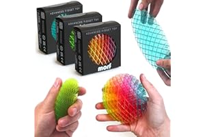 Morf Fidget Worm Toy - Desk Fidgets for Adults - Quiet Worm Fidget Toy Sensory Toys - Fun and Interactive Fidget Toy for Kids - USA Patent Pending Morf Toys (Green, Blue, Rainbow, Small | 3 Pack)
