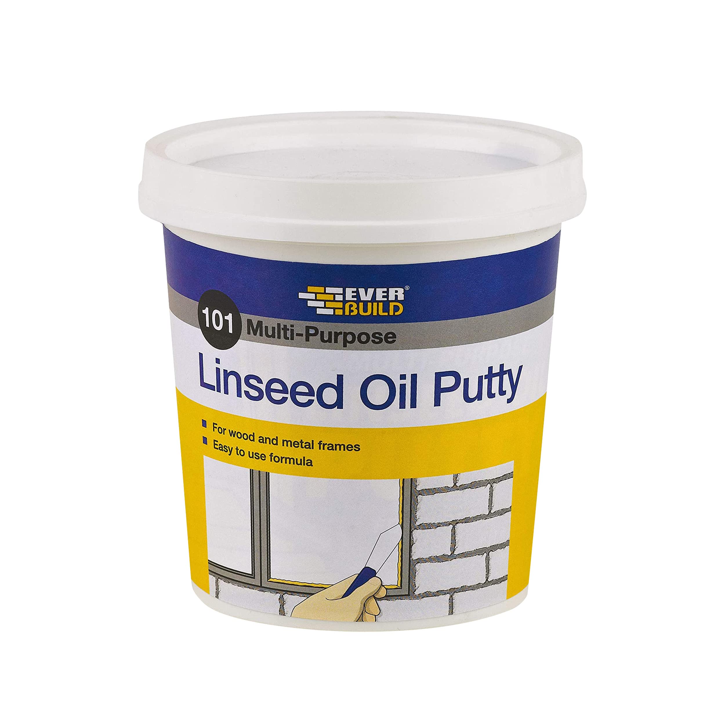 Everbuild 101 Multi-Purpose Linseed Oil Putty – Suitable for Single Pane Glass – Brown – 1kg