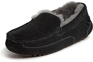 Fireside by Dearfoams Men's Melbourne Shearling Indoor/Outdoor Moccasin Slipper with Wide Widths