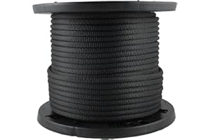 QUALITY NYLON ROPE 3/8 inch Black Dacron Polyester Rope - 250 Foot Spool | Solid Braid - Industrial Grade - High UV and Abrasion Resistance - Low Stretch