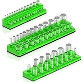 Olsa Tools Magnetic Socket Organizer | 3 Piece Socket Holder Kit | 1/2-Inch, 3/8-Inch, & 1/4-Inch Drive | SAE Green | Holds 68 Sockets | Professional Quality Tools Organizer