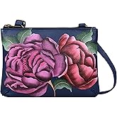 Anna by Anuschka Women's Original Genuine Leather Hand-Painted Leather Small Zip Around Crossbody - Leather Handbag for Women