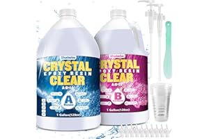 Shabebe Epoxy Resin 2 Gallon Kit, Upgraded Crystal Clear Resin Epoxy Food Safe with Pump, Self Leveling & Bubble Free High-Glossy with Anti-Yellowing for Coating, Casting, Jewelry Making, DIY Craft