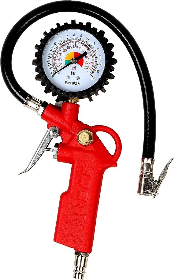 Luft Tire Inflator with Pressure Gauge and Extension Hose