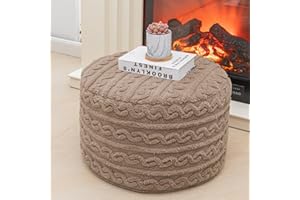 Asuprui Round Pouf Ottoman Stuffed Pouf Foot Stool Floor Pouf Chair for Living Room Bedroom Filled Boho Poof Foot Rest for Couch (20 Diameter x 12 Height) (Coffee Pouf with Filler)