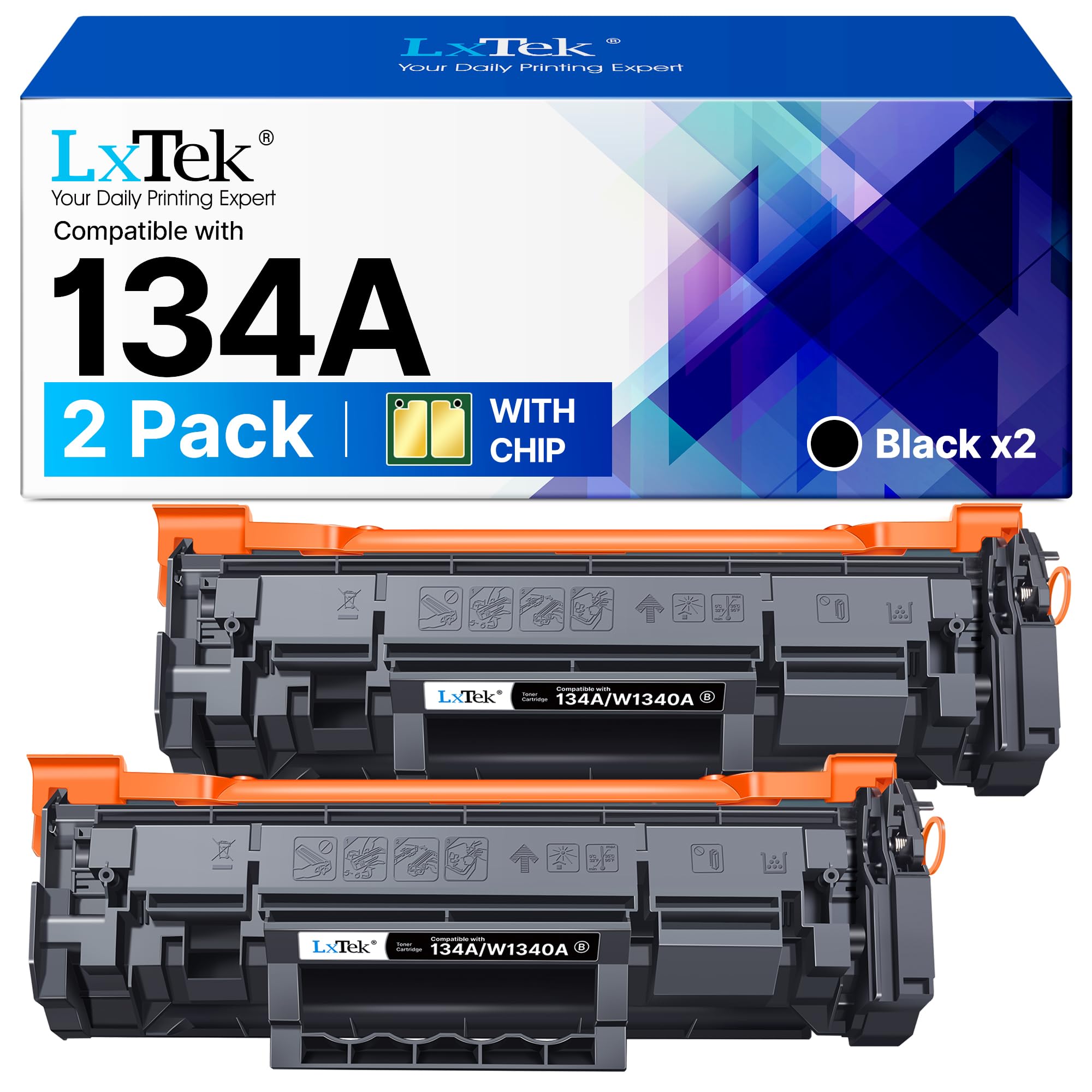 134A W1340A Black Toner Cartridge Compatible with HP 134A 134X W1340A W1340X Toner CartridgeUse with HP LaserJet 209dw MFP M234dw M234sdw M234sdn Printers (2 Pack 134A) Image
