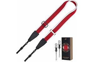 Padwa Lifestyle Adjustable Camera Strap - 1.5" Top Layer Cowhide Head Camera Straps for Photographers, Cotton Adjustable Neck