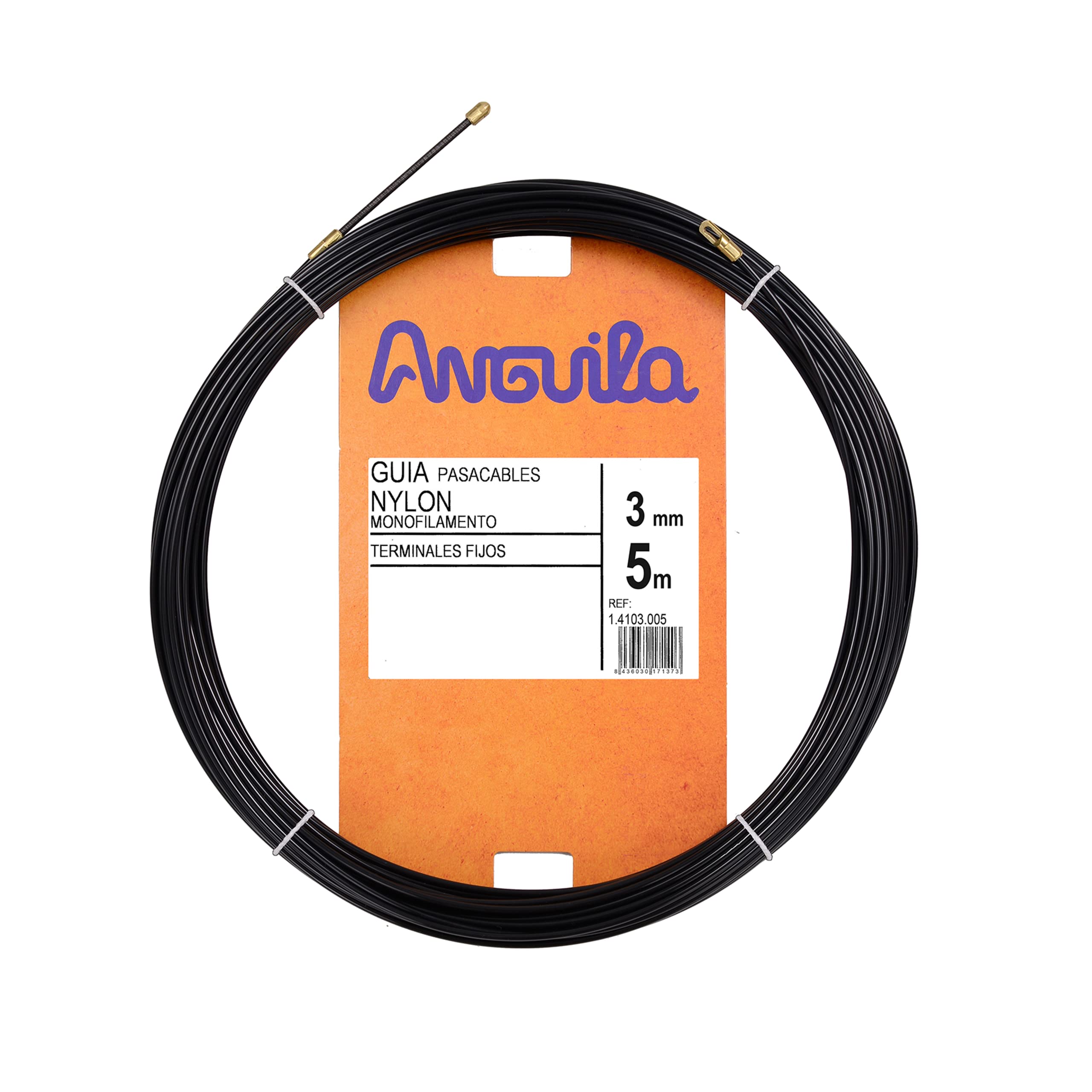 Anguila Cable Pull-Up Aids Fixed End Pieces Single Fibre Solid Nylon Colour Black Diameter 3 mm 5 m
