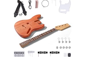 Leo Jaymz DIY Electric Bass Guitar Kits - Mahogany Body, Roasted Maple Neck and Ebony Fingerboard - Fully Components Included