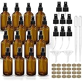 GIVAMEIHF Amber Glass Spray Bottles about 4oz Empty Small Glass Spray Bottle Fine Mist Spray Refillable Containers,Set of 16,