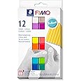 STAEDTLER 8023 C12-2 FIMO Soft Oven-Hardening Polymer Modelling Clay - Assorted Brilliant Colours (Pack of 12 x 25g Blocks)