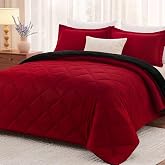 downluxe Twin Comforter Set Soft Reversible 2 Pieces, Black/Red | OEKO-TEX Certified, Lightweight Bedding, All-Season Comforter Set, Box Stitched, Room Decor with 1 Pillow Sham