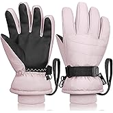 Odtmger Ski Gloves,Waterproof, Touchscreen-Compatible, Winter Warm Cotton Filled, Anti-Loss Rope for Parent Child