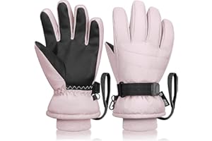 Odtmger Ski Gloves,Waterproof, Touchscreen-Compatible, Winter Warm 3M EC120 Filled, Anti-Loss Rope for Parent Child
