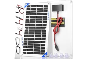 SUNAPEX 12V 10Watt Solar Trickle Charger Maintainer - Waterproof Solar Powered Battery Charger - Solar Panel Kit Built-in Smart Charge Controller for Car Rv Trailer Truck Boat Automotive Marine