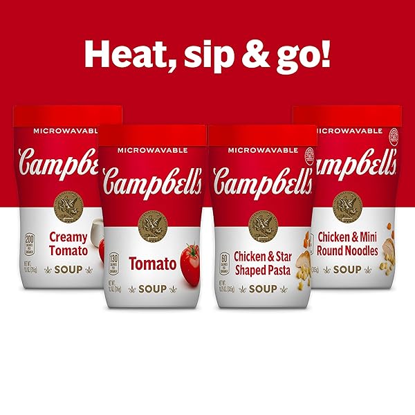 CAMPBELL’S SIPPING SOUP, CHICKEN SOUP WITH STAR-SHAPED PASTA, 10.75 OZ MICROWAVABLE CUP