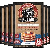 Kodiak Cakes Power Cakes Protein Pancake Mix &amp; Waffle Mix - 100% Whole Grain - Blueberry (Pack of 6)