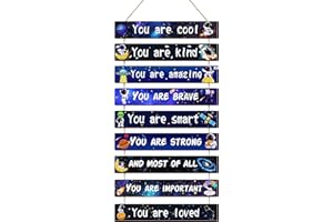 Space Wall Decor for Boys Room, UBTKEY Outer Space Themed Bedroom Decor Decorations for Kids Nursery Room, Inspirational Wall Decor Hanging Plaque