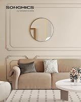SONGMICS Round Mirror 76 cm Diameter Black Metal Frame view 7