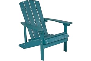Flash Furniture Charlestown Commercial Grade Indoor/Outdoor Adirondack Chair, Weather Resistant Durable Poly Resin Deck and Patio Seating, Sea Foam