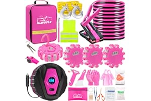 HLWDFLZ Car Emergency Kit with Portable Air Compressor - Roadside Emergency Kit for Vehicles, Winter Car Safety Roadside Assist Kit, Emergency Car Kit for Teen Girl and Ladies L-77