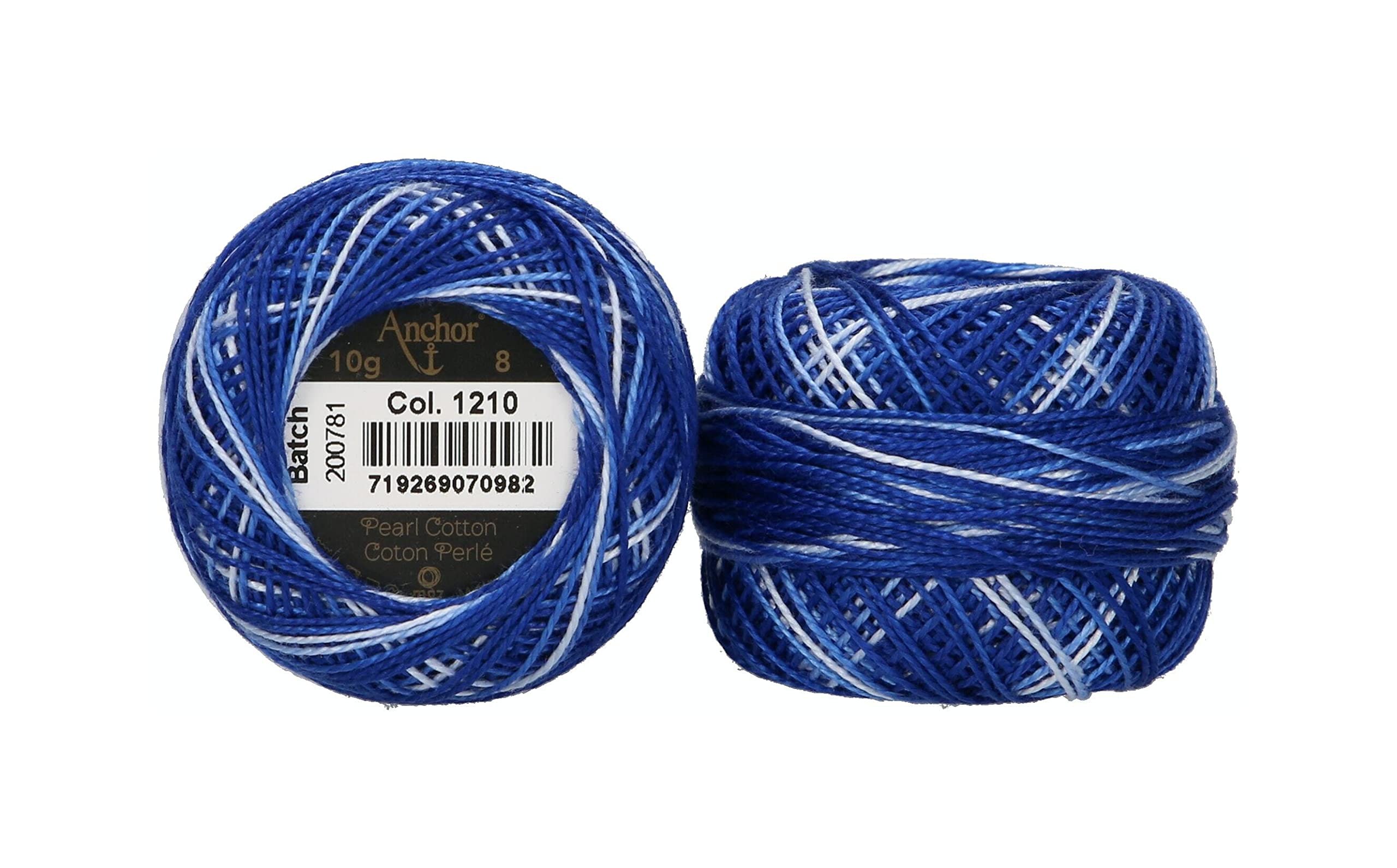ANCHOR Pearl Yarn, Thickness: 8, Packaging: 10G, Running Length: 82M blau ombre Embroidery Threads