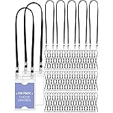Patelai 100 Pack Double Clip Lanyards Bulk Face Mask Lanyard Twist Free 2 Hook Design Adjustable Badge Neck Strap for ID Name Badge Holder Back to School Conference Office Class Essential (Black)