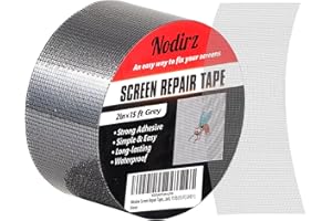 Nodirz Window Screen Repair Tape, Screen Rrepair Kit for Windows or Doors Screen, Strong Adhesive Screen Patch Repair Kit Mesh Repair (Grey, 15 FT)
