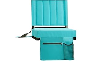 Azaeahom Stadium Seat for Bleachers with Wide Padded Cushion(400LBS Max Load), Bleacher Chairs with High Back Support & Shoulder Strap includes Cup Holder & Pockets for Sports Events